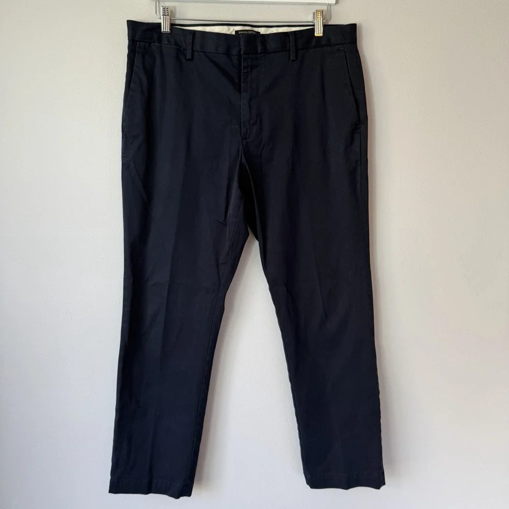 Banana Republic Navy Blue Chinos Aiden Slim Fit 36x32 Cotton Stretch Pants